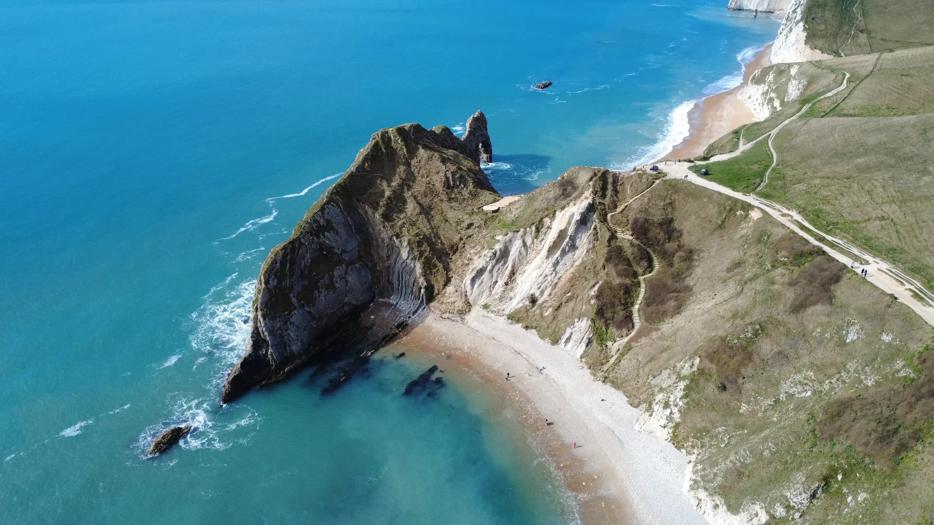 Aerial view of Durdle Door on the Dorset Jurassic Coast